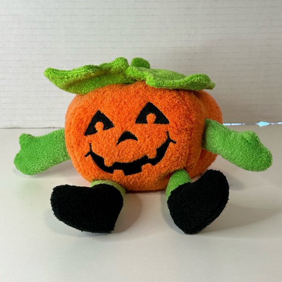 Retired 2008 Animal Adventure Plush Stuffed Pumpkin Halloween Orange 6” - Picture 1 of 3